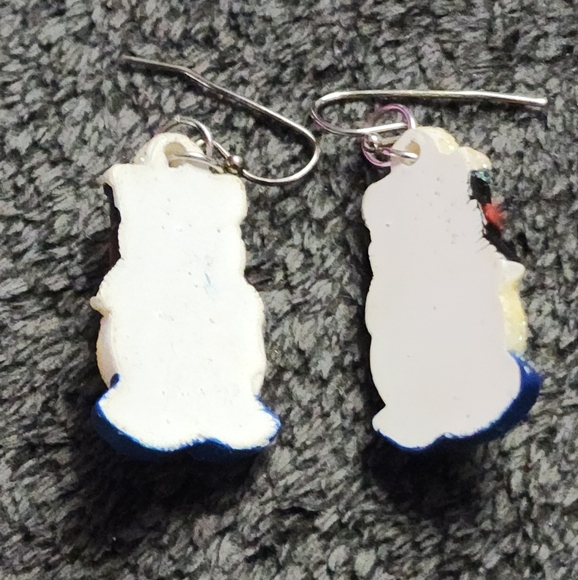 Festive Painted Resin Snowman Earrings - Picture 2 of 5